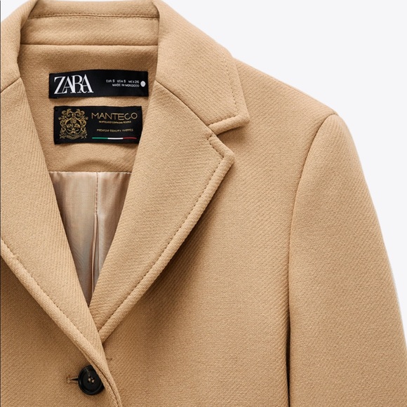 Zara wool blend coat brown Italian size XS sma nwt - Picture 2 of 11